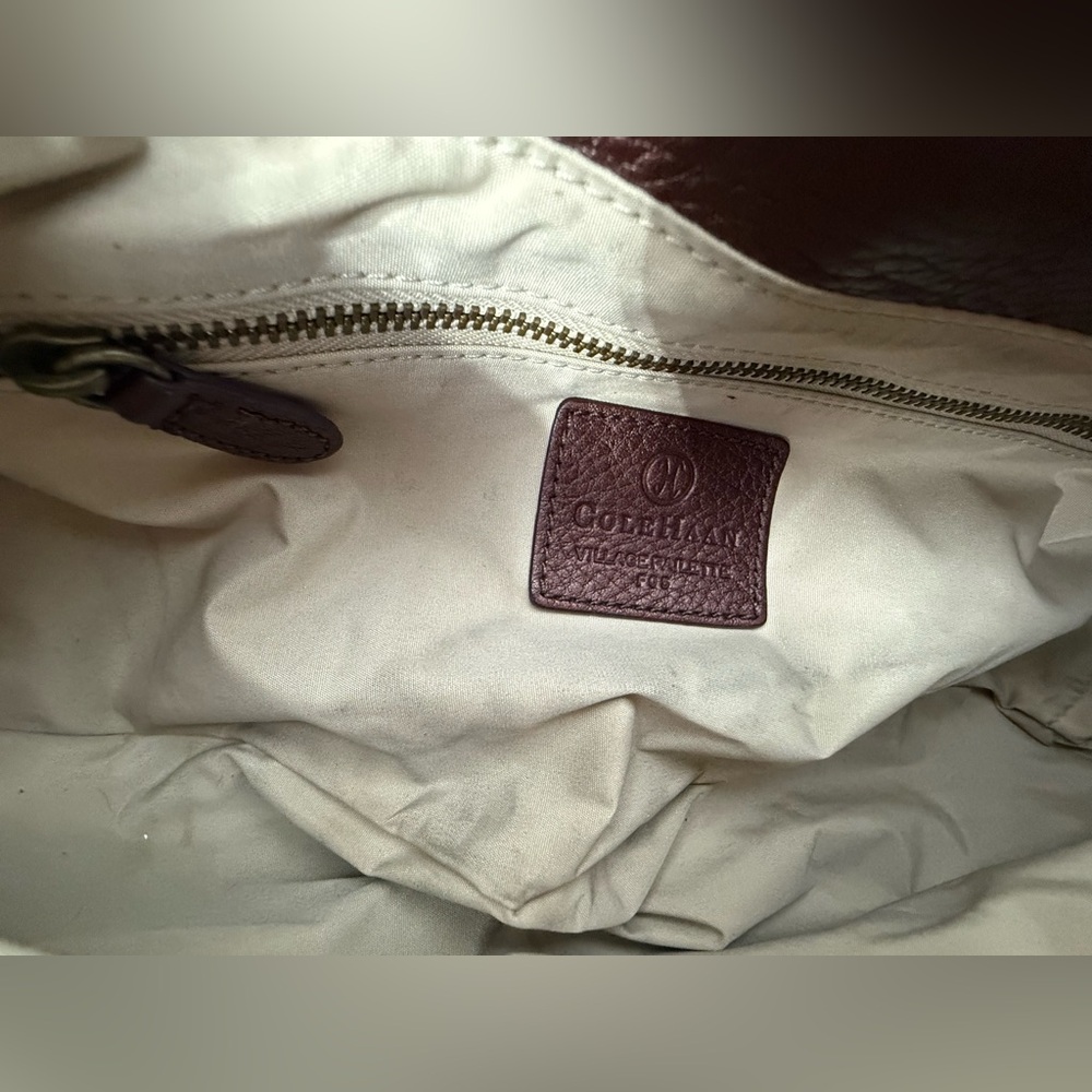 Y2K Cole Haan brown pebbled leather Village Paillette hobo shoulder bag purse. - Picture 10 of 14